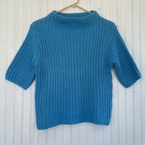 525 Women's Light Blue Mockneck 3/4 Sleeves Sweater Size Medium